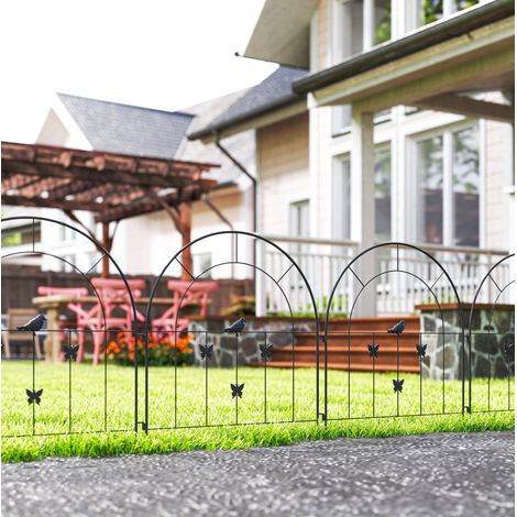 Valla decorativa de jardín de acero 300 x 70 cm negra OKMYHOME (1/5)