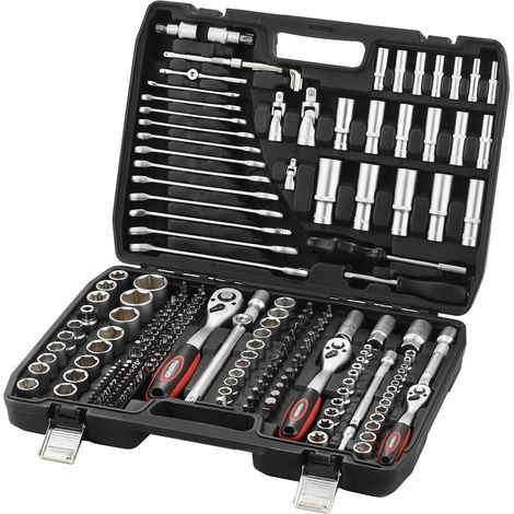 TEENO 216 Pezzi Set Cricchetti e Bussole, Chiavi a Cricchetto 72 Denti 1/2" 1/4" 3/8", Set Chiavi a Bussola in Cr-V, Attrezzi Meccanici con Valigetta da Trasporto (1/5)