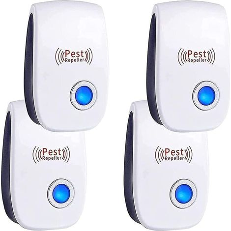 Ultrason Anti Moustique, 4 Pack Ultrason Souris et Rats,Répulsif Ultrason Anti-Rongeurs Insectes & Intérieur Répulsif Électronique Anti Souris, Moustiques, Cafards, Rats, Fourmis, Araignées (1/3)