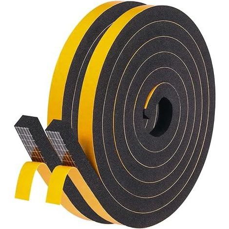 Sealing Strip 13 x 13 mm Self-Adhesive Foam Seal Window Draught Excluder Rubber Insulation Waterproof Soundproofing Black