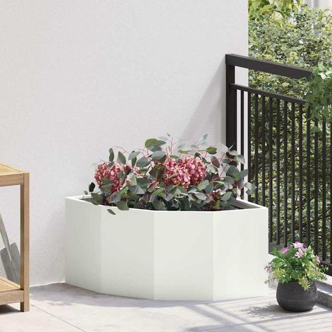 Jardinière d'Angle-Pot de fleur-Bac à fleurs Blanc 60 x 60 x 35 cm Acier (1/5)