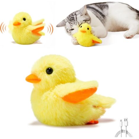Wiederaufladbare Katzenente mit SilverVine-Katzenminze, lebensechtem Quaken und Piepen, berührungsempfindliches, interaktives Plüsch-Trainingsspielzeug für alle Katzenrassen.