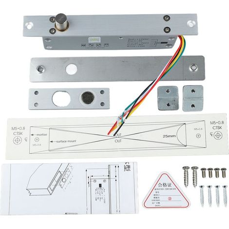 Lock to bolt electric DC 12V – Display LED – Bolt dormant narrow aluminum alloy – Control access secure (1/5)
