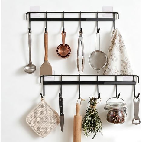2-Piece Wall-Mounted Kitchen Utensil Shelf, 30cm (1/5)