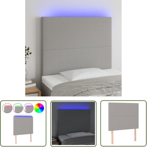 The Living Store Tête de lit à LED Gris clair 100x5x118/128 cm Tissu - Tête De Lit Led - Têtière De Lit - Éclairage Led - Chambre À Coucher - Décoration Murale (1/5)
