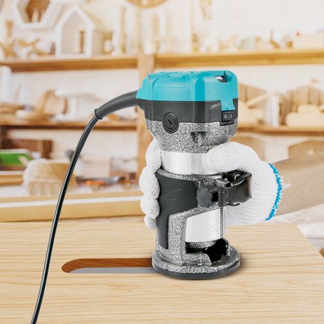 Mophorn – Routeur à bois 710W avec 3 pinces de serrage – Vitesse variable 13000-33000 r/min – Base fixe en aluminium pour travaux précis (1/5)
