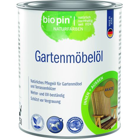 Biopin Naturfarben Gartenmöbelöl 750 ml akazie Holzschutzmittel