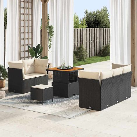 vidaXL Garten-Sofa-Set 8 pcs Schwarz Poly-Rattan (1/5)