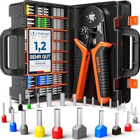 Pince à sertir avec 24 Tailles de Cosses Electriques Sertir, 0,25-10mm² Sertir Cosse Electrique, Pinces Cliquet, les Fils, Electricien - (1/5)