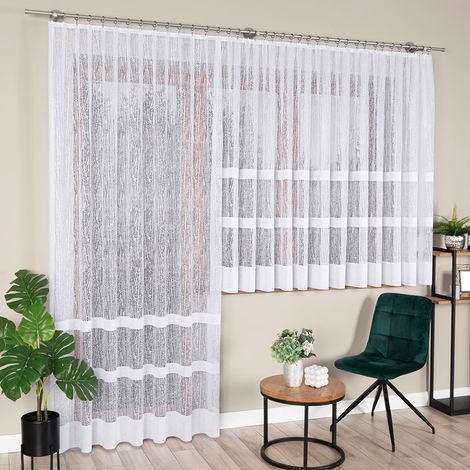 Wiktoria - Tenda jacquard pronta all'uso con orlo dritto - 200x250 cm - bianca (1/5)
