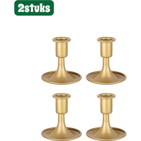 Lot de 4 chandeliers trompette européens 8,2 x 8,5 cm pour décoration de table couleur dorée (1/5)