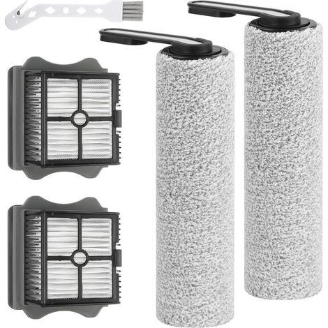 Kit d'accessoires pour Tineco Floor One S5 / S5 Pro / S5 Pro 2 / Tineco S5 Extreme - Pièces de rechange pour aspirateur eau et poussière - 2 rouleaux de brosse, 2 filtres, 1 brosse de