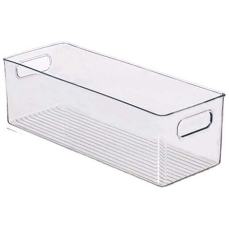 Cabinet/Kitchen Boîte de Rangement, Moyen Bac pour Réfrigérateur en Plastique, Longue Boîte, Transparent (1/4)