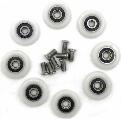 Set of 8 Replacement Shower Door Wheels, 23mm Diameter, Shower Door and Screen Fixing (1/5)