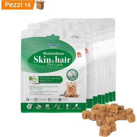 Multipack da 10 pz snack funzionali per cani mediterranean natural pelle e pelo 175 gr