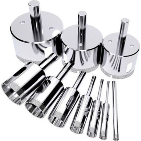 Jeu de 10 scies cloches, scie cloche pour carrelage, scie diamantée (convient au verre, à la porcelaine, à la céramique, au granit, etc.) 6-50 mm (1/5)