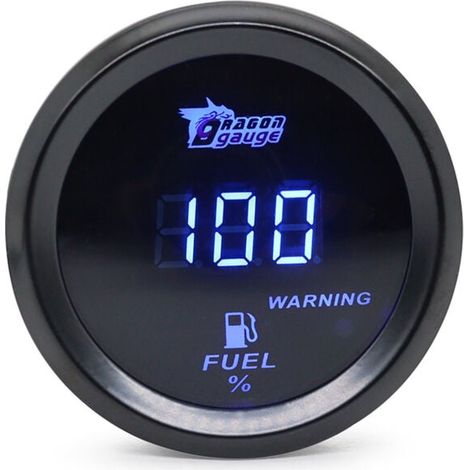 Jauge de Carburant Numérique Universelle 52MM Double Affichage LED Bleu/Rouge 12V 240-33 Ohms pour Véhicule (1/4)
