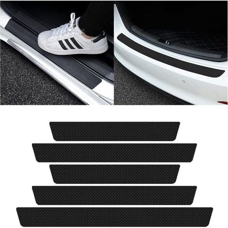 4 Pièces Voiture De Carbone Autocollant Protection, 1 Pièce Seuil Protection De Coffre, Bandes Anti-Rayures Et Anti-Saleté Pour Seuil De Porte Avant Et Arrière Protection Contre Les Rayures (1/5)