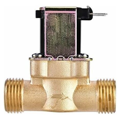 BUNTHAUS Elektrisches Magnetventil, Messing, magnetisch, 1/2 Zoll, AC 220 V, N/C, normalerweise geschlossenes Durchflussventil zur Wasserregelung (1/5)