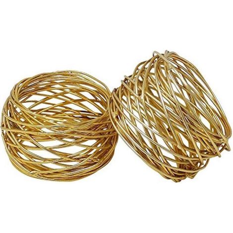 Ronds De Serviette - Papier Plaqué Or - Motif Maille - Ajustable - Pour Mariages Et Dîners - Lot De 12 (1/3)