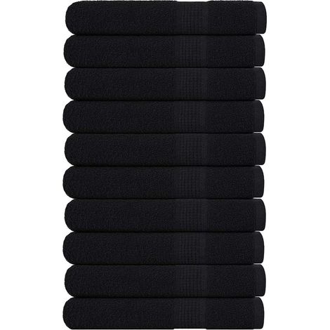 Serviettes de sauna FROGN, lot de 10. Noires, 80 x 200 cm, 360 g/m².