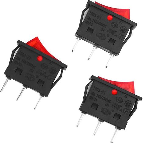 3 pièces AC 30A 250 V/125 V 3 Broches Marche/arrêt étanche Interrupteur à Bascule de Bateau avec Voyant Rouge (1/5)