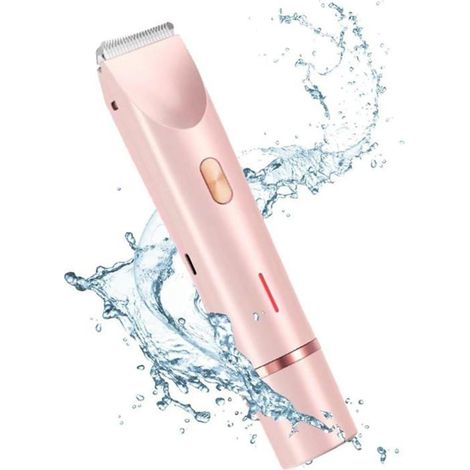Rasoir et tondeuse électrique tout-en-un pour femme, rasoir électrique rechargeable 2 en 1, étanche et à double tête (rose) (1/5)