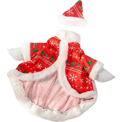 Costume De Noel Pour Chien Et Chat - Cape Rouge En Peluche Avec Chapeau - Pour Chiens Et Chats De Petite Taille - 1 Pièce (1/5)