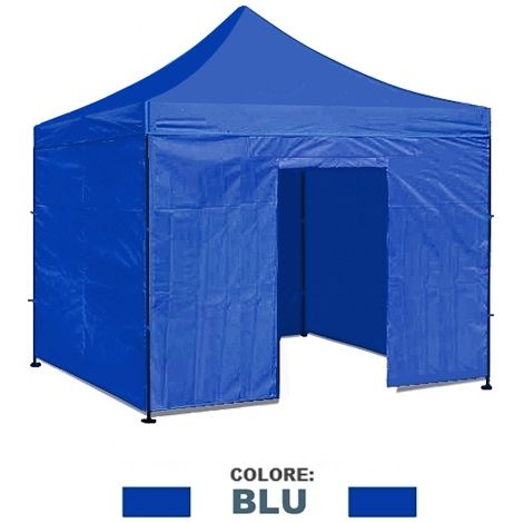 Teli laterali/Copertura per gazebo pieghevole impermeabile 3x3m Blu - Mod. Loop
