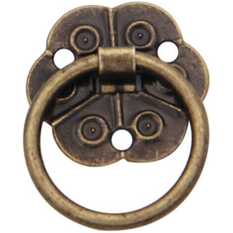 Lot de 20 poignées de porte en forme d'anneau - Style vintage antique - Pour meubles de maison, placard, tiroir, portes (2 x 2 cm) (1/4)