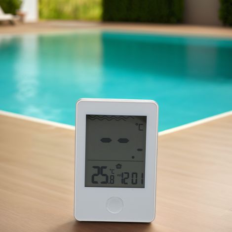 Kabelloses digitales Thermometer für Schwimmbad, Spa und Balneotherapie, wasserdicht, schwimmfähig und gut ablesbar, FHT-800 ABS, 6 x 9 cm, mit tragbarer Anzeige (1/5)