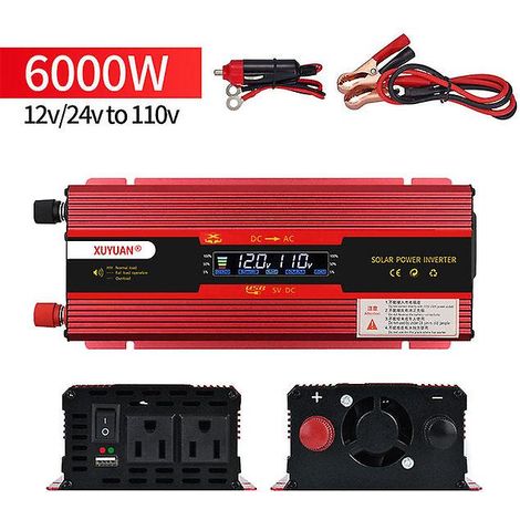 6000W Outdoor-Stromwandler mit LCD-Bildschirm, DC 12V/24V auf AC 110V, für autonome Fahrzeuge (3000W/4000W). (1/4)