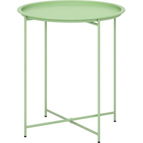 Runder Gartentisch aus Stahl mit abnehmbarer Tischplatte. Zusammenklappbar. Grün. (1/5)