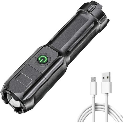 Lampe de poche LED rechargeable, zoomable lampe de poche portable mini, lampe de camping haute luminosité avec 3 modes d'éclairage (1/5)