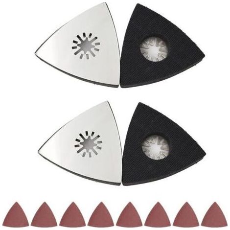 Parkside Pad di Levigatura Multi-Tool, 4 pz 80mm per Legno/Metallo/Plastica/Intonaco, con 8 Fogli di Carta Abrasiva, Compatibile Oscillante Strumenti (Triangolare, sgancio Rapido) (1/5)