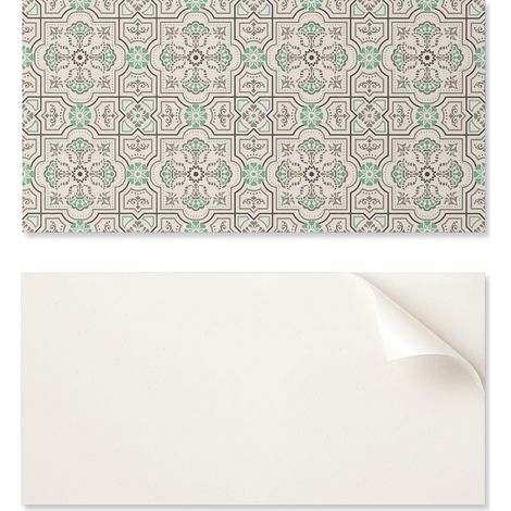 Panel de vinilo autoadhesivo para cocina, 100x50 cm, con estampado de motivos geom茅tricos.
