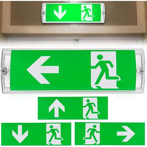 Éclairage de secours LED, IP65, lumière continue, lampe de secours LED, panneau de sortie de secours avec batterie de secours 3H, 4 pictogrammes de sortie de secours, 100 perles de lampe étanche (1/5)