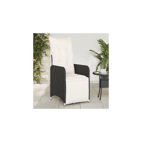 Chaises inclinables de jardin lot de 2 et coussins noir rotin (1/5)