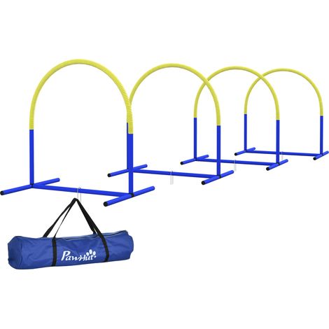 Set Agility Dog 4 Archi Componibili Borsa Trasporto 88x64x95 cm Blu Giallo