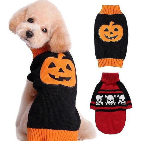 Suéter de Halloween con calavera y calabaza para mascotas, disfraz para mascotas (1/5)