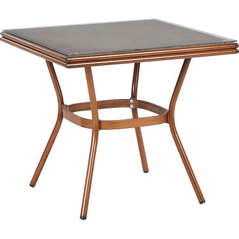 Mesa cuadrada de jardín Estructura de aluminio 80 x 80 cm Tapa de cristal templado Caspri II
