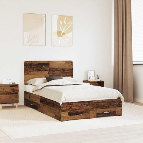 Cadre de lit-Structure de lit Bois ancien 120 x 190 cm Bois d'ingénierie 451737 (1/5)