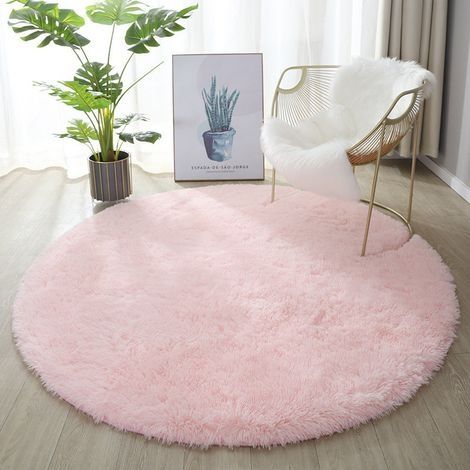 Tapis rond salon laine tapis antidérapant léger 100 cm de diamètre (1/5)