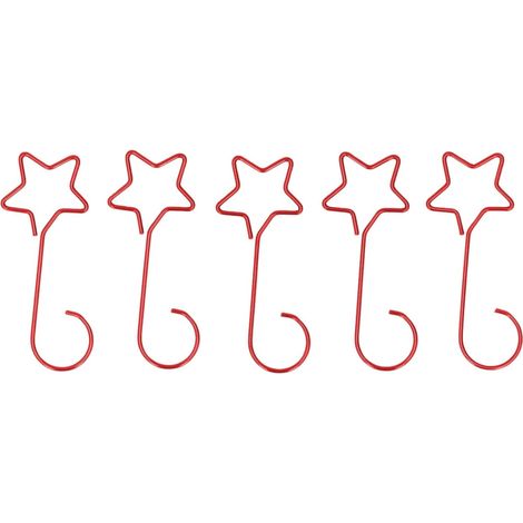 20 Pièces Crochets D'ornement de Noël Crochets en Fil Métallique en Acier Inoxydable en Forme D'étoile Crochets Décoratifs en S pour la Maison Jardin Cour Décor de Vacances(Rouge) (1/5)