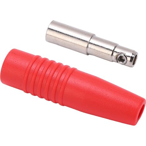 22.041 4mm Banana-shaped female socket, pure copper nickel-plated, metal with sheath, connector, round plug accessory (sold in sets of 10), red. (1/5)