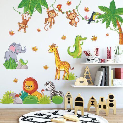 Dschungeltier Wandsticker Ranke Aufkleber Wandtattoo Koala Löwe Affe Faultier Wanddekoration Kinderzimmer Baby (1/5)