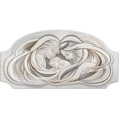 Lupia - Quadro Moderno Capezzale SACRA FAMIGLIA FASHION TABLE , Adatto a Stili Moderni e Classici, Artigianale 100% Made in Italy, Stampa su Pannello in Legno Fibra, 50x100 cm (1/4)