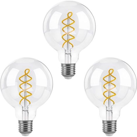 Lampadine LED a filamento a spirale vintage E27 G80 dimmerabili, 6W (equivalenti a 40W), luce bianca calda 2700K, confezione da 5