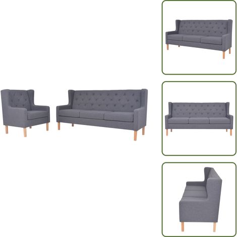 Poltrona grigia - vidaXL Set Divani 2 pz in Tessuto Grigio - Divano a tre posti