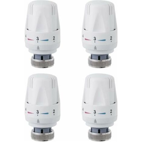 Tête De Radiateur, 4 Pièces Tête De Vanne De Radiateur, M30 X 1.5 Robinet Thermostatique Radiateur, Tête Thermostatique Pour Lavabo Salle De Bain Wc (1/5)